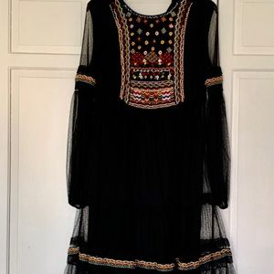 Zara long sleeve, midi black dress